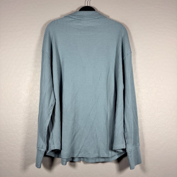 NWT Torrid Plus Size 1X Mountain Spring Blue Waffle Knit Collar Long Sleeve - Picture 2 of 5